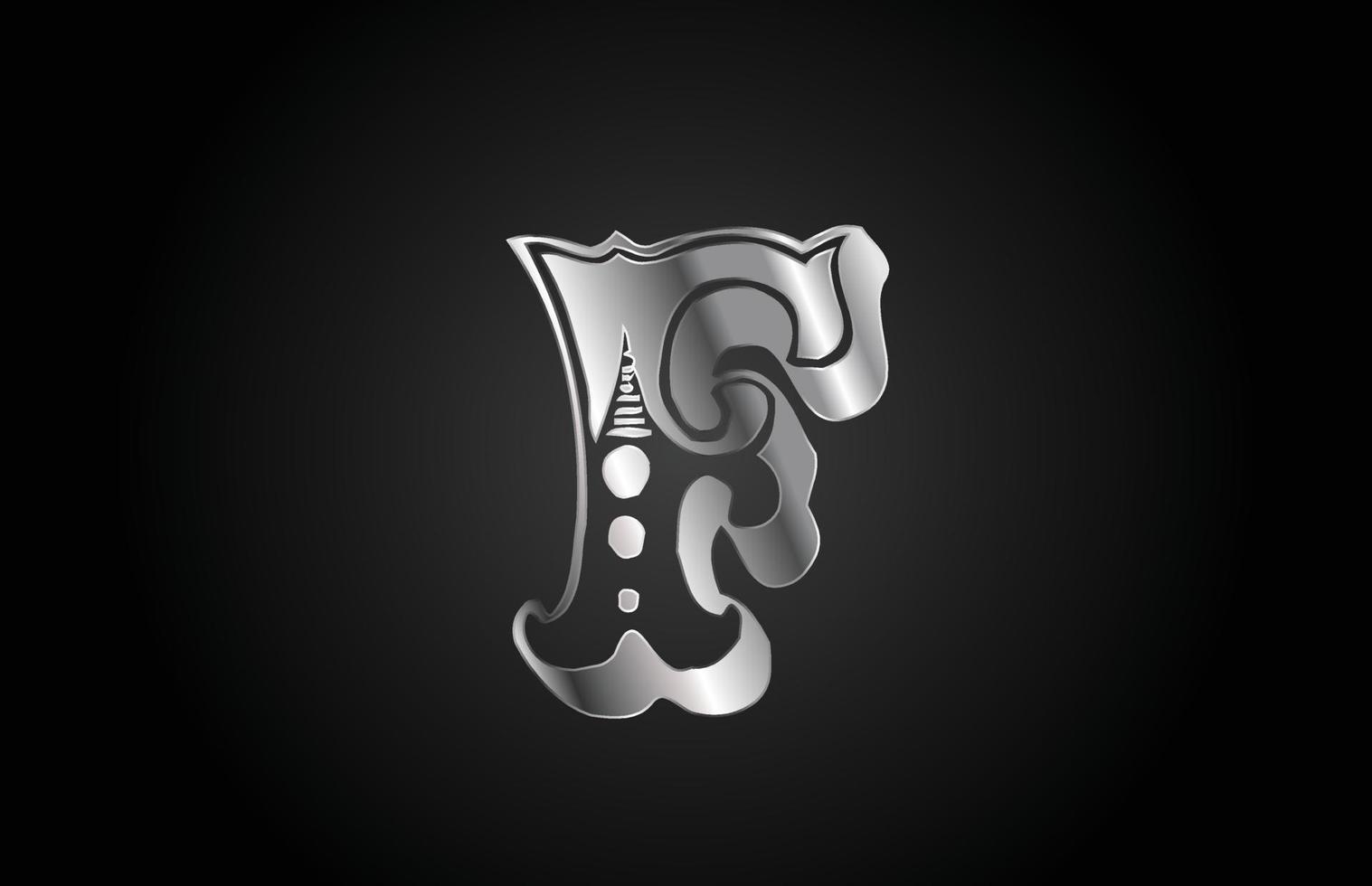 f logo icona lettera alfabeto metallo vintage. design creativo per affari o aziende vettore