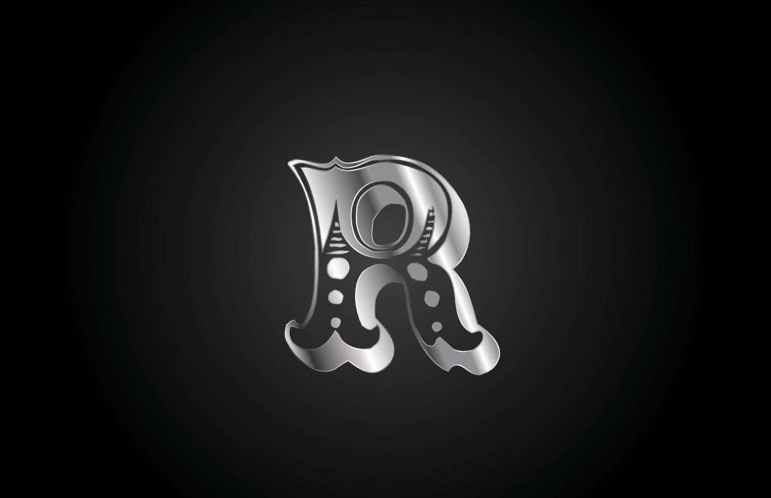 r logo icona lettera alfabeto metallo vintage. design creativo per affari o aziende vettore
