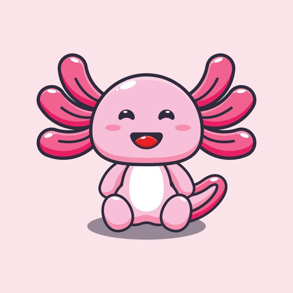 simpatico personaggio della mascotte dei cartoni animati di axolotl vettore