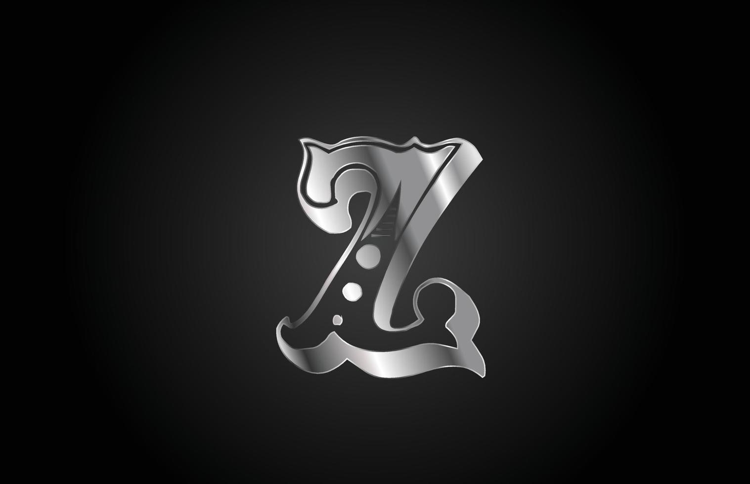 z logo dell'icona della lettera dell'alfabeto in metallo vintage. design creativo per affari o aziende vettore