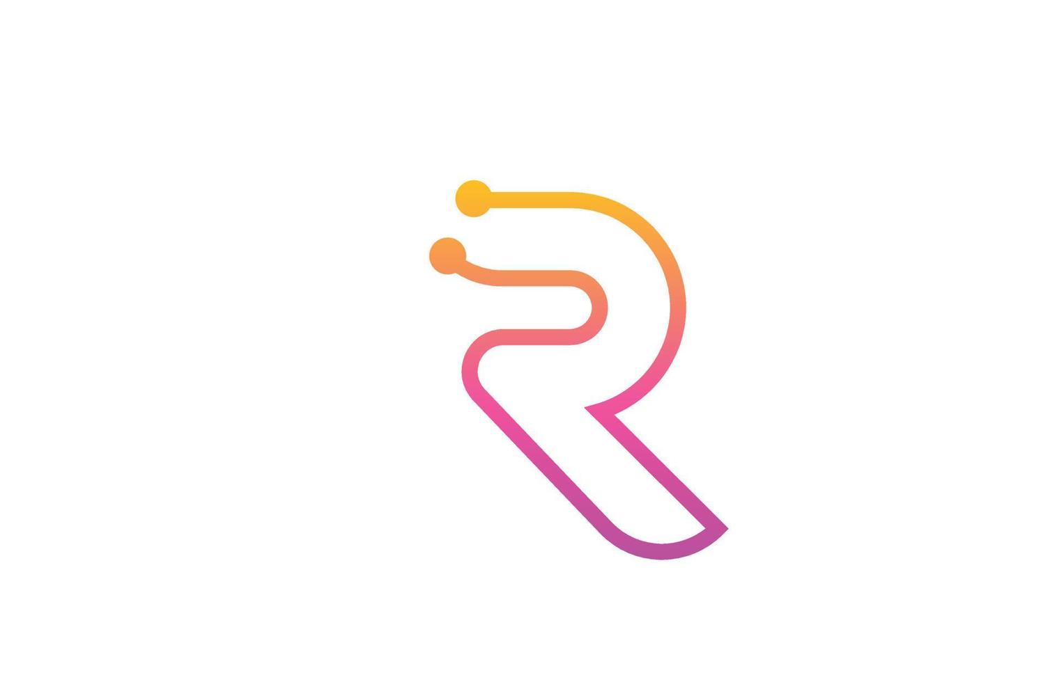 r rosa alfabeto lettera icona logo design con punto. modello creativo per azienda e affari con linea vettore