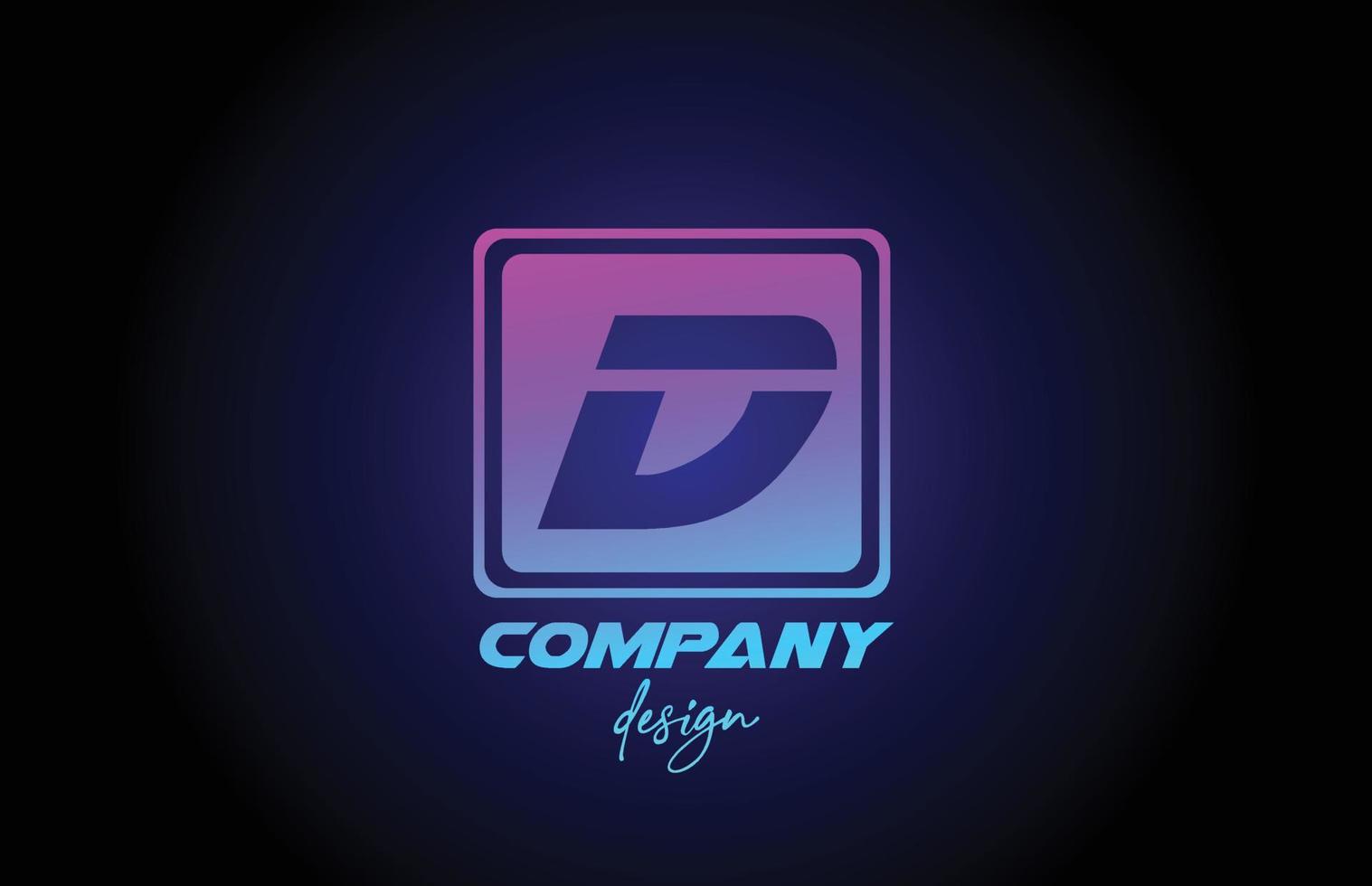 d icona del logo della lettera dell'alfabeto rosa blu con design quadrato. modello creativo per azienda e business vettore