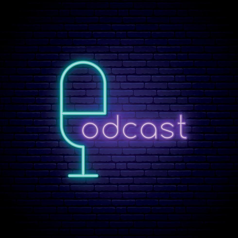 insegna al neon del podcast. vettore