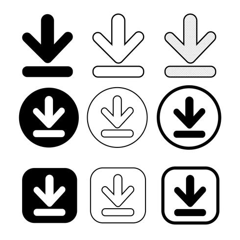 set di icona semplice download di segno vettore