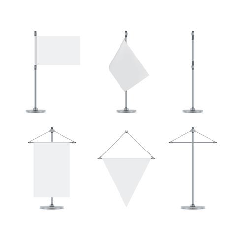 Modelli di bandiera vuota e pali di bandiera vettore