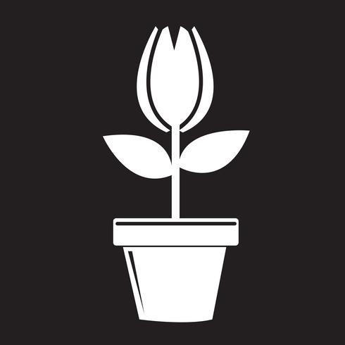 Icona del vaso di fiori vettore