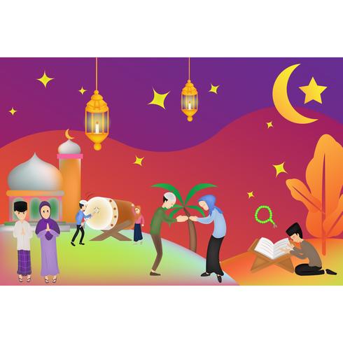 eid illustrazione di carattere mubarak vettore