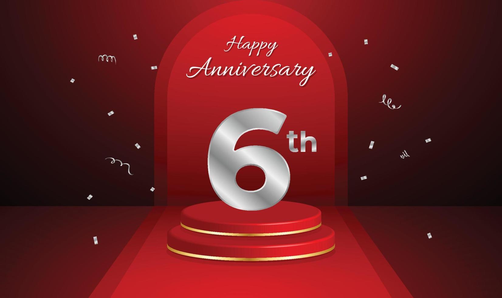 modello di banner per il 6° anniversario di celebrazione vettore