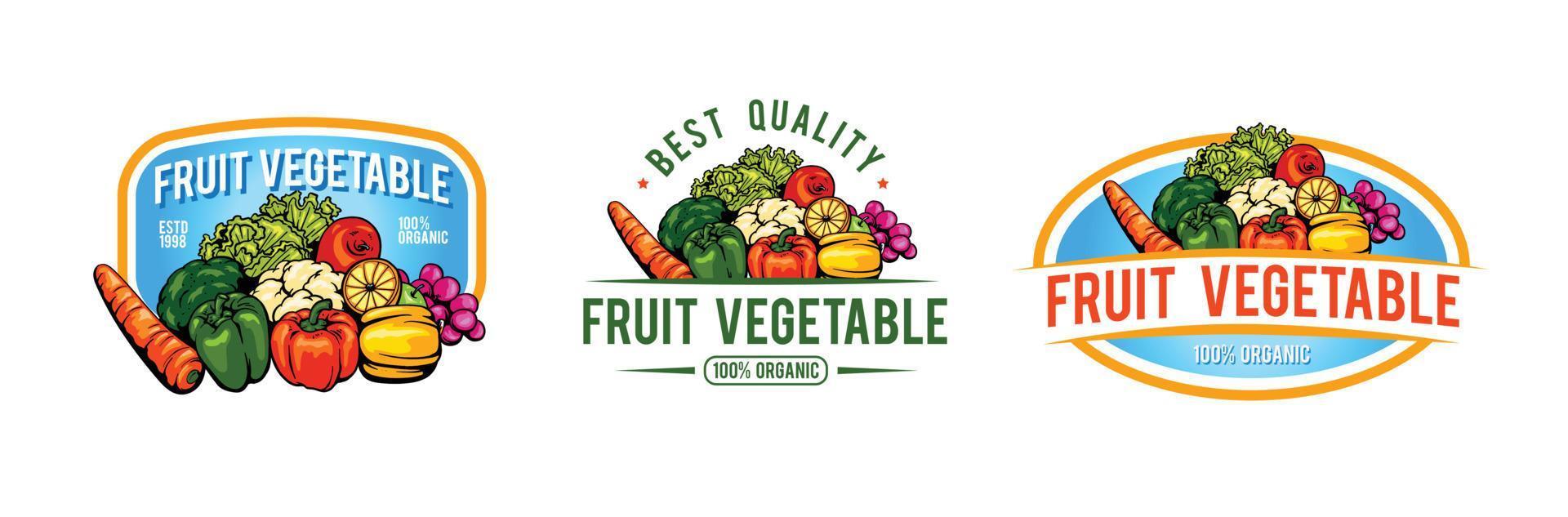 logo di frutta e verdura fresca vettore