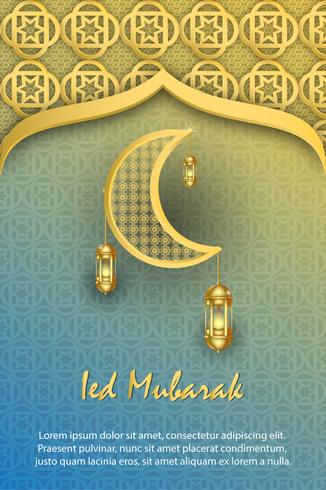 design moderno della copertura Poster eid mubarak Ilustration vettore