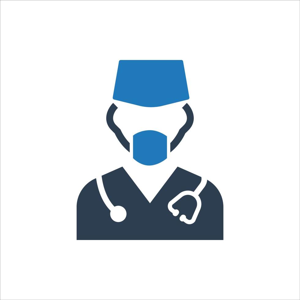 icona del chirurgo, avatar medico chirurgo con cappello e maschera vettore