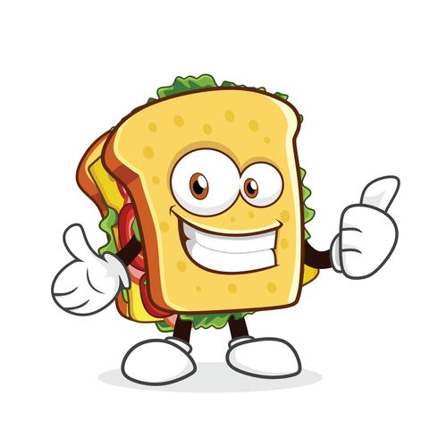 Simpatico personaggio dei cartoni animati sandwich vettore