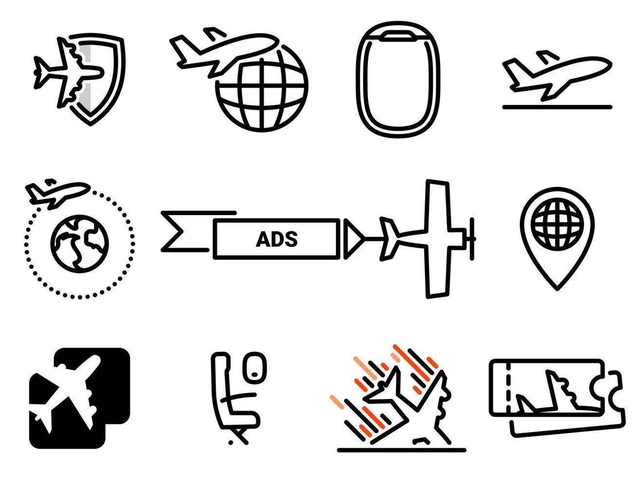 icone vettoriali semplici. illustrazione piatta su un tema trasporto aereo, aereo
