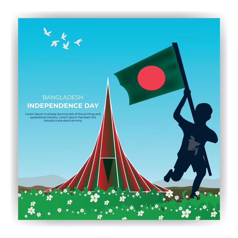 felice giorno dell'indipendenza del bangladesh illustrazione vettoriale con monumento nazionale