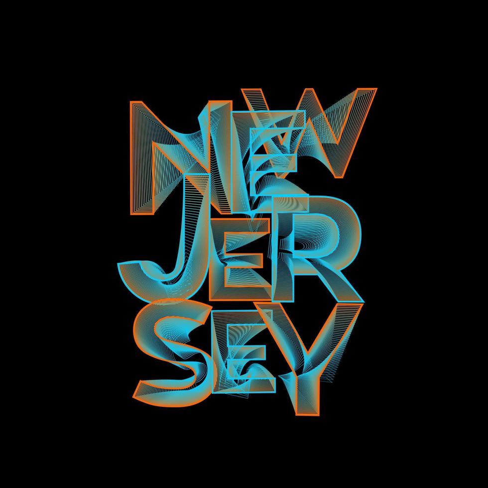 arte tipografica del New Jersey per il design di t-shirt, poster, ecc. Illustrazione vettoriale