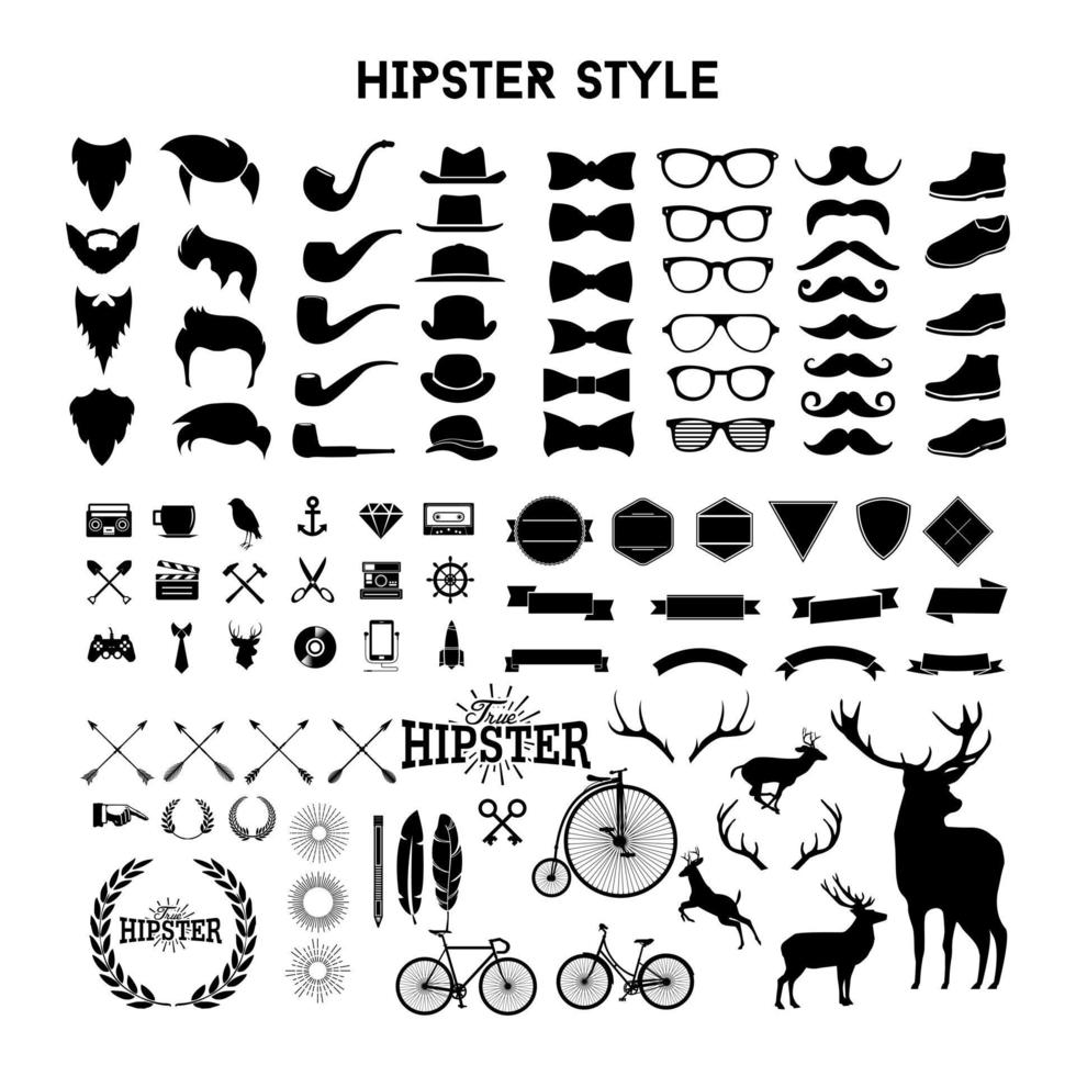 set di elementi in stile hipster vettore