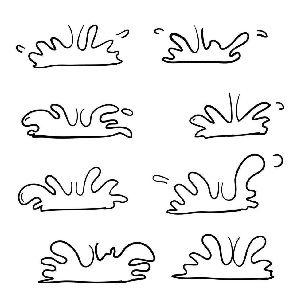 vettore di illustrazione del liquido di goccia di schizzi d'acqua di doodle disegnato a mano