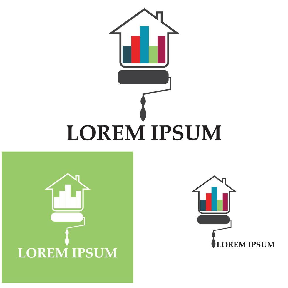 modello di progettazione del logo dell'icona di vettore del servizio di pittura della casa colorata
