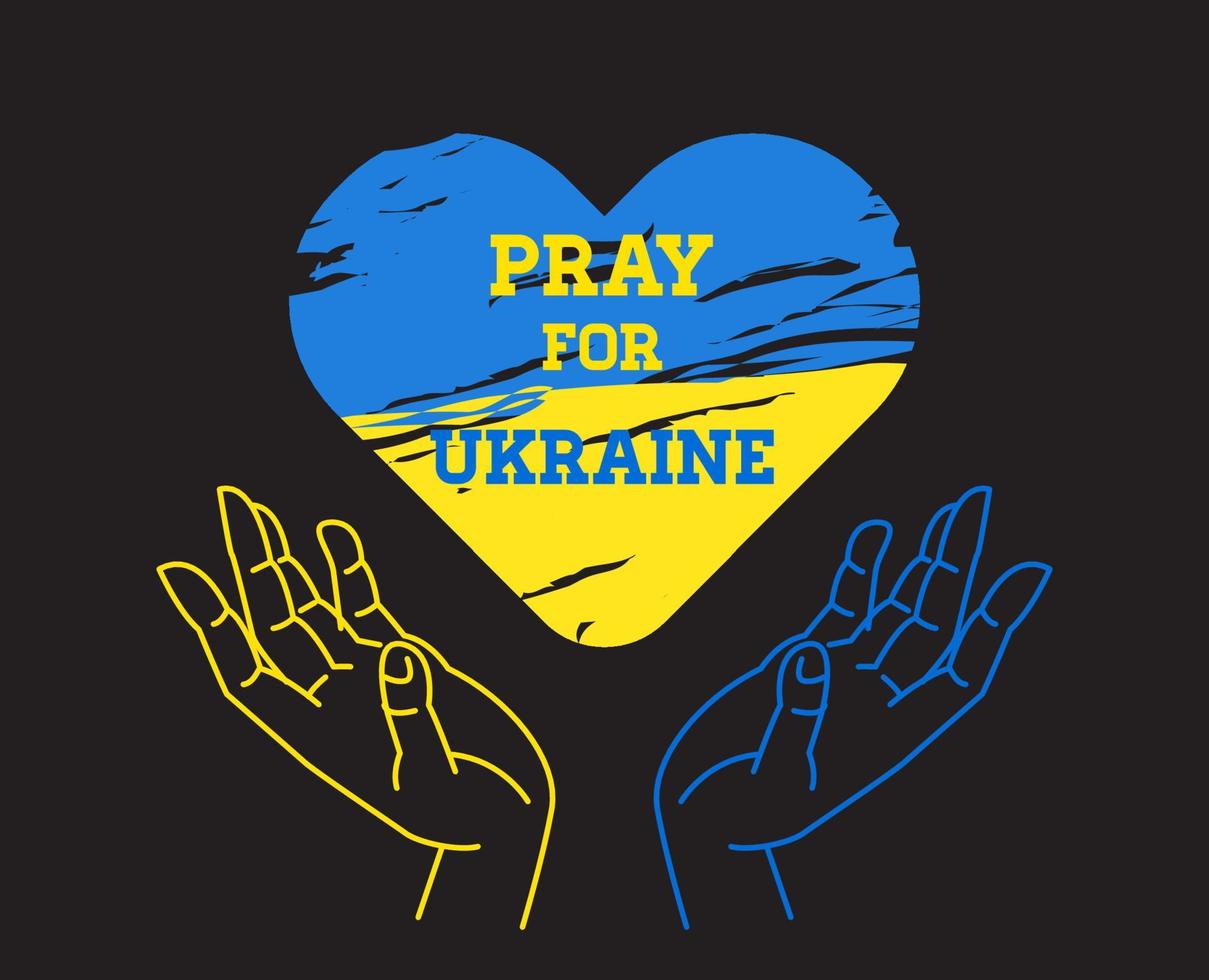 prega per l'Ucraina, la pace, l'illustrazione di vettore del concetto di bandiera dell'Ucraina