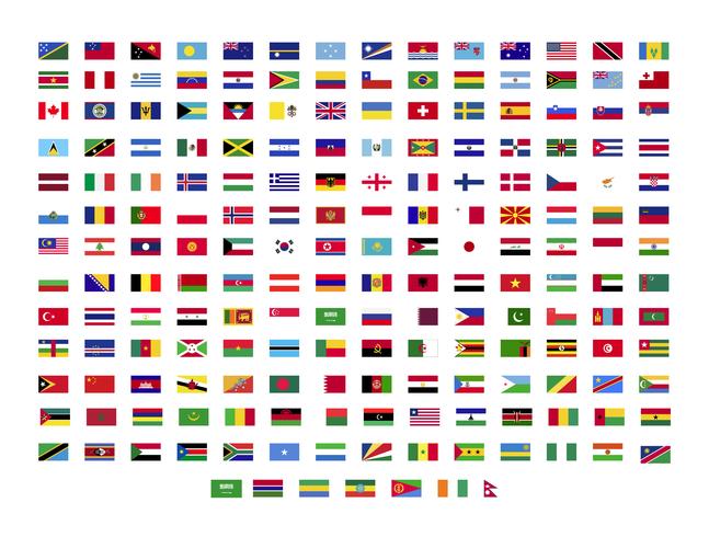 collezione di bandiere del mondo vettore