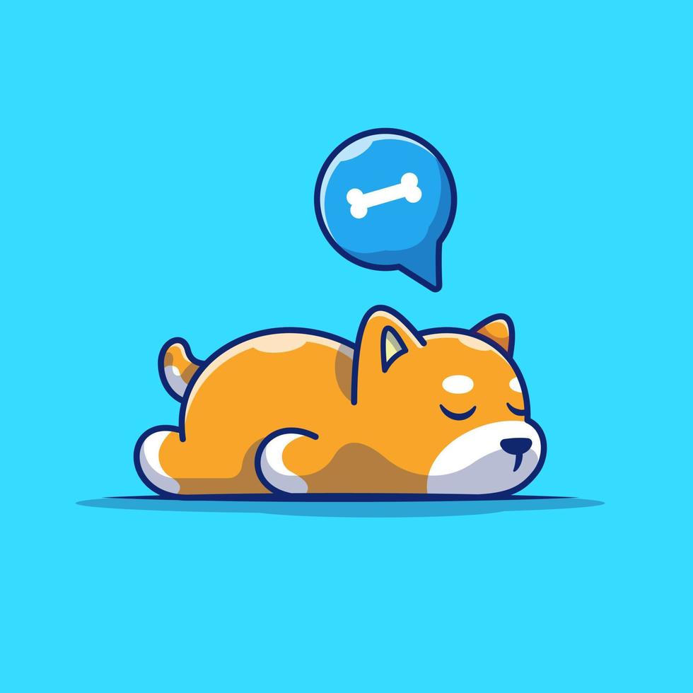 illustrazione dell'icona di vettore del fumetto sveglio del cane di shiba inu che dorme. vettore premium isolato concetto di natura animale. stile cartone animato piatto