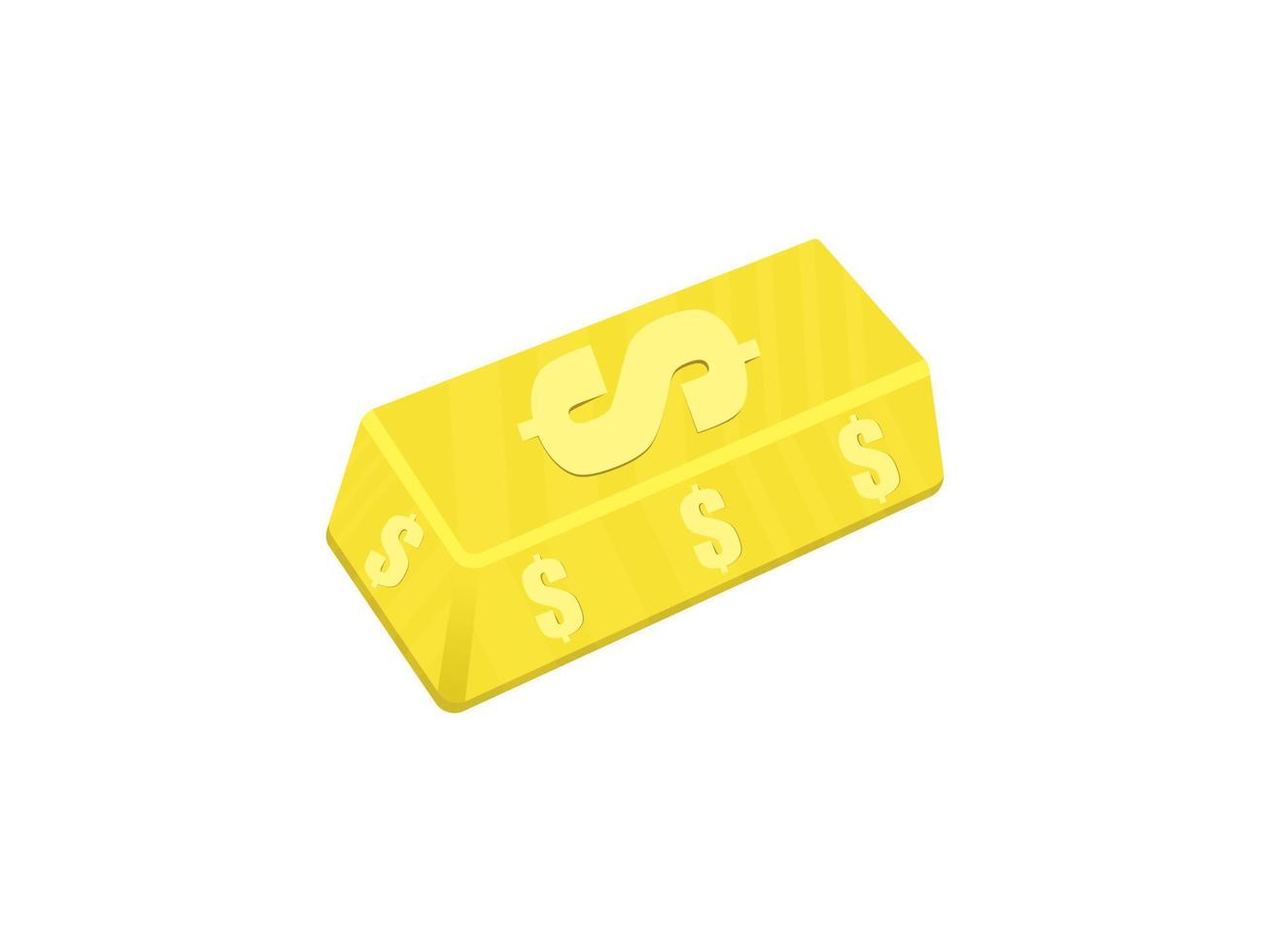 lingotto d'oro simbolo del dollaro isolato su sfondo colorato. illustrazione del fumetto piatto. lingotti d'oro simbolo del dollaro o lingotti. vettore