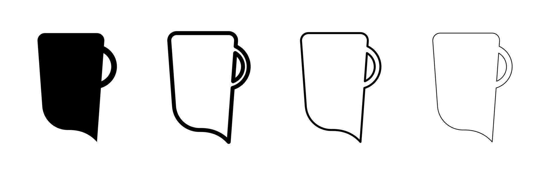 etichetta della posizione della tazza. icona della tazza di caffè con il fumetto. bicchiere alto. etichetta dell'area di scrittura. disegno modificabile. vari set di icone. vettore su sfondo bianco.