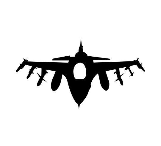 Siluetta nera degli aerei dell&#39;esercito vettore