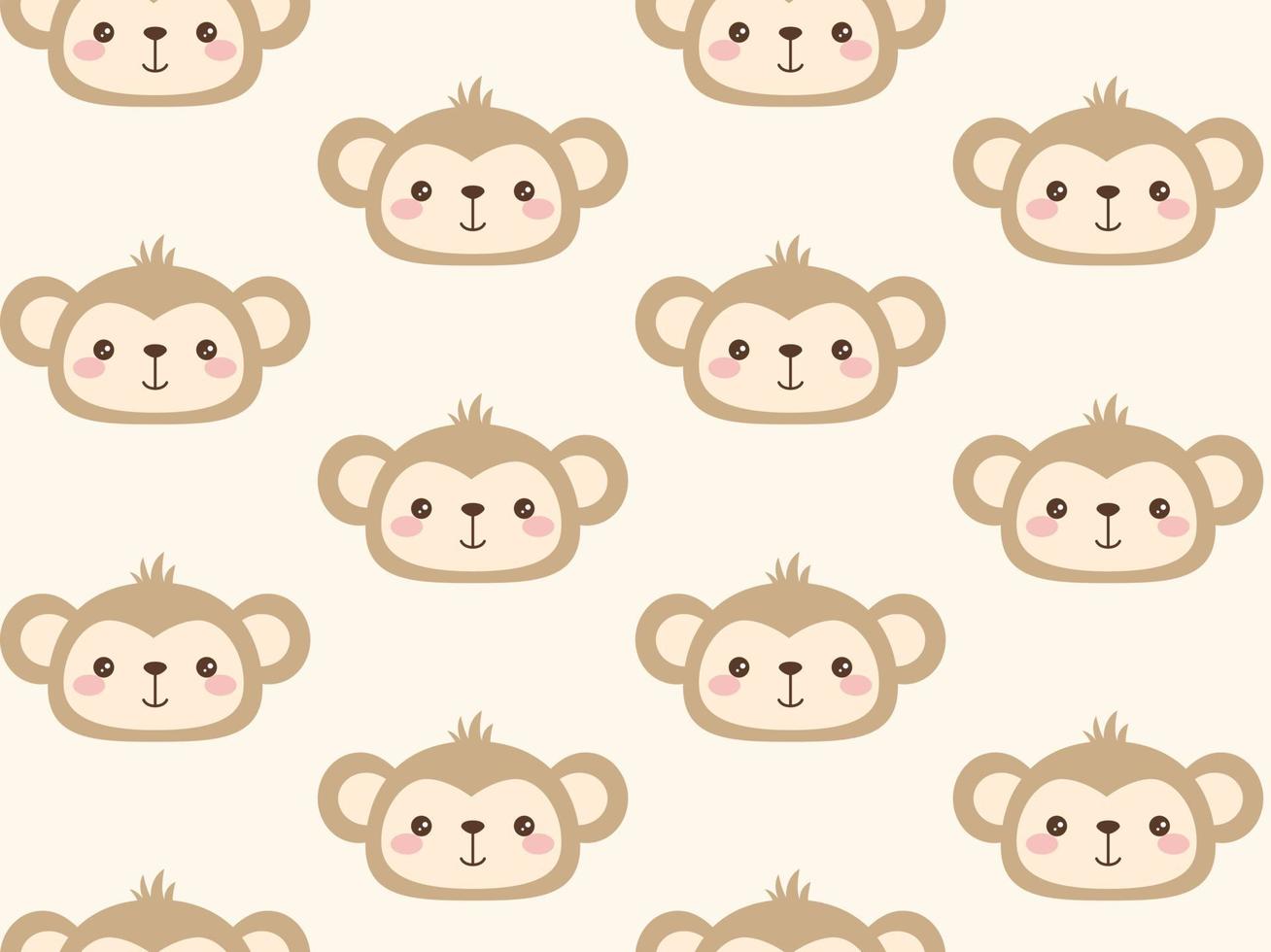 modello vettoriale carino testa di scimmia. sfondo senza cuciture kawaii in stile grafico e piatto.