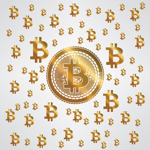 Pattern in oro giallo di Bitcoin vettore