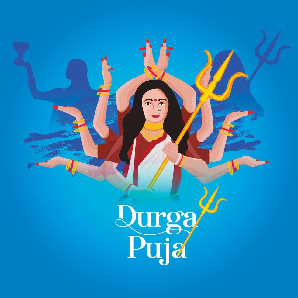 illustrazione della faccia della dea durga per navratri felice, coppia che suona garba e dandiya nella celebrazione di navratri e notte in discoteca vettore