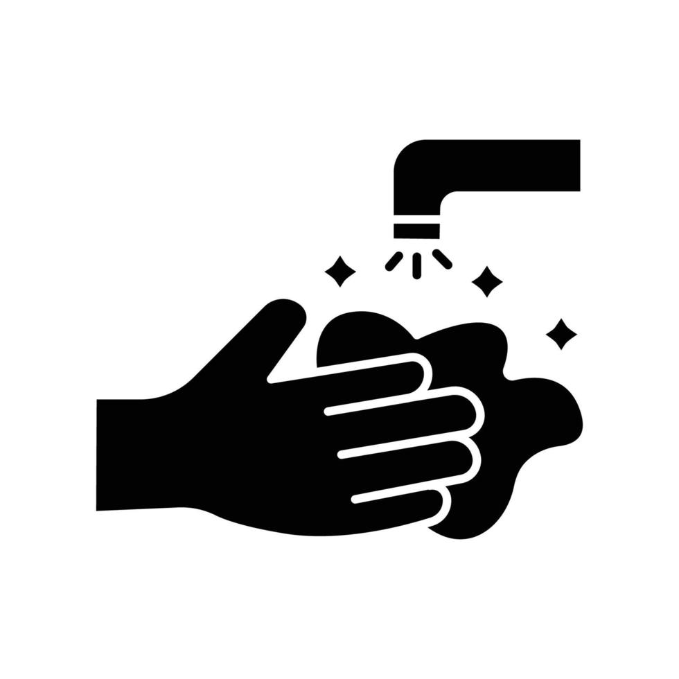 icona di lavaggio delle mani. stile glifo. silhouette. adatto per icona di pulizia. design semplice modificabile. vettore del modello di progettazione