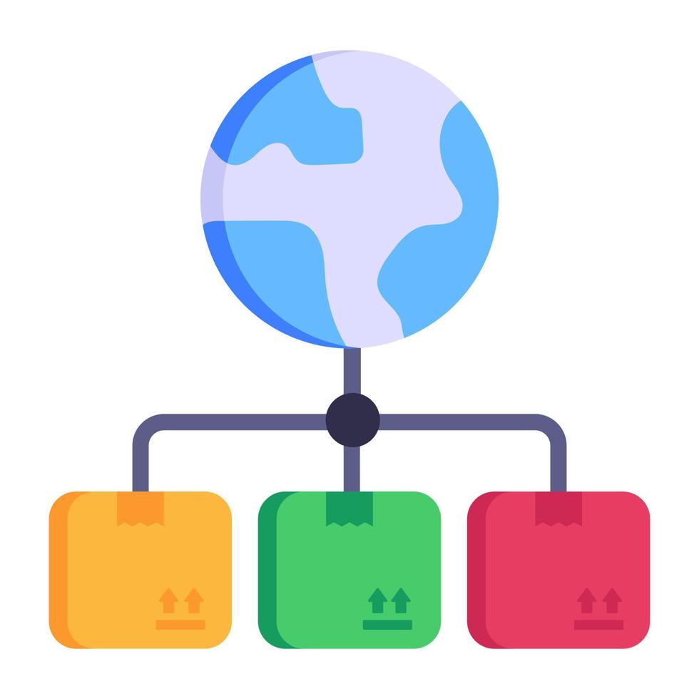 icona della distribuzione globale in un design piatto e moderno vettore