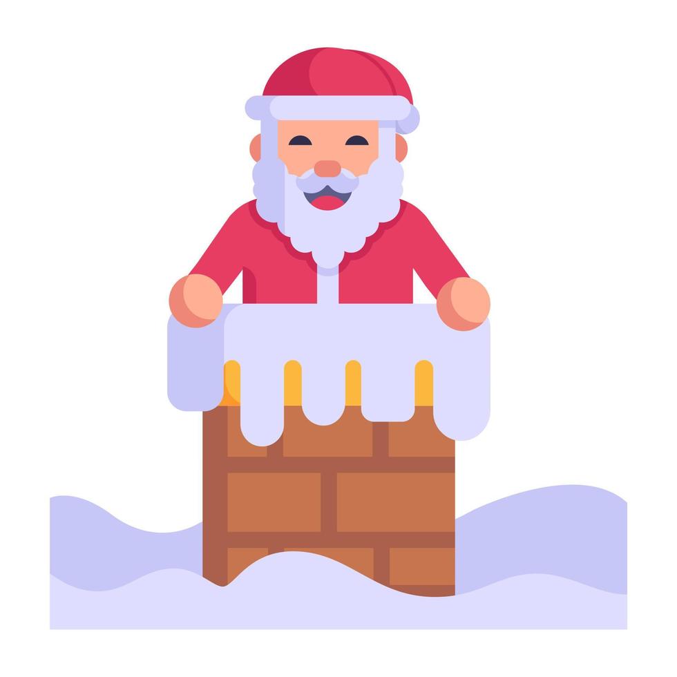 un design piatto dell'icona del camino di Babbo Natale vettore