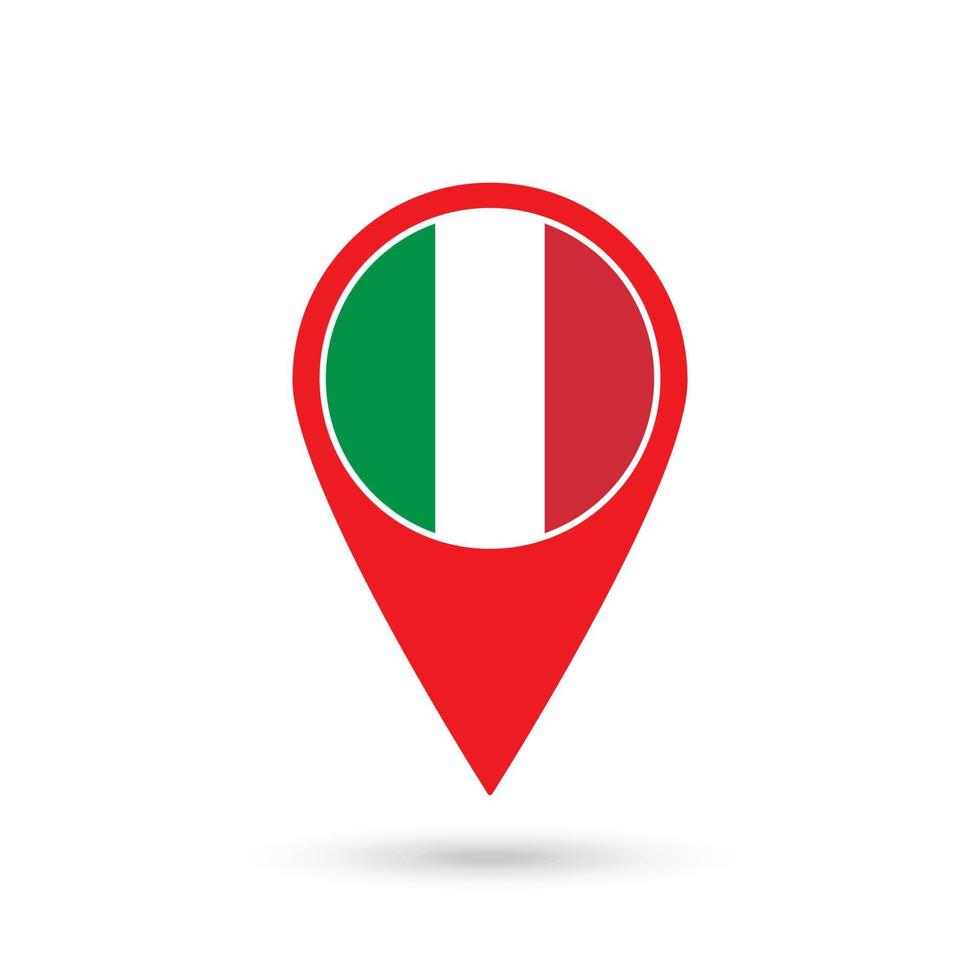 puntatore mappa con paese italia. bandiera italia. illustrazione vettoriale. vettore