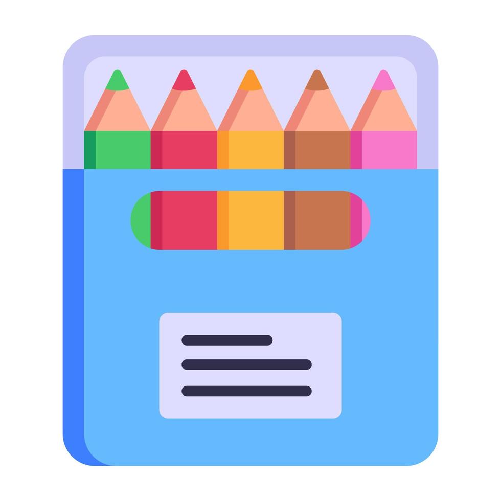 pacchetto di matite colorate icona piatta, disponibile una funzione scaricabile premium vettore