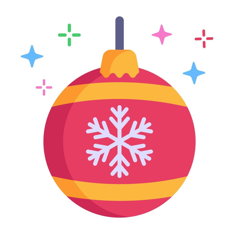 un'icona piatta di pallina di Natale, pallina decorativa vettore