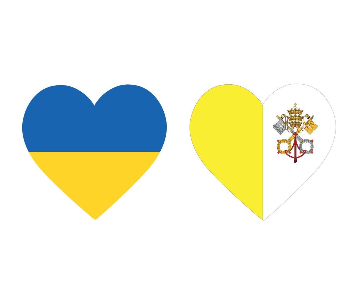 ucraina e vaticano bandiere nazionale europa emblema cuore icone illustrazione vettoriale elemento di disegno astratto