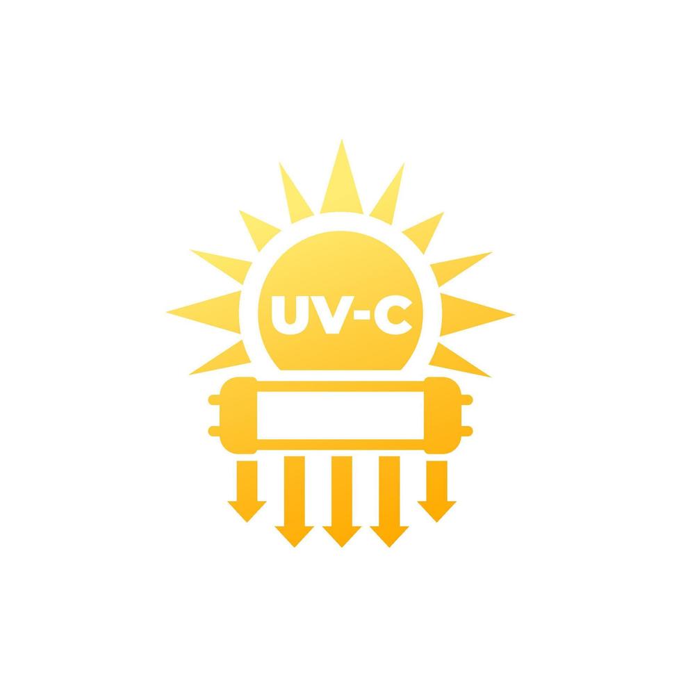 luce uv-c per icona di disinfezione con sole e lampada vettore