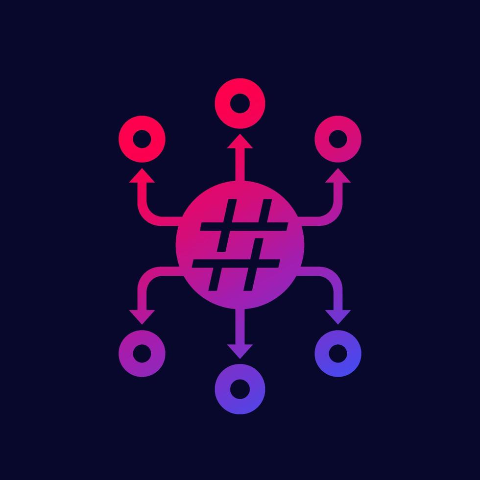 hashtag, icona dei social media per il web vettore