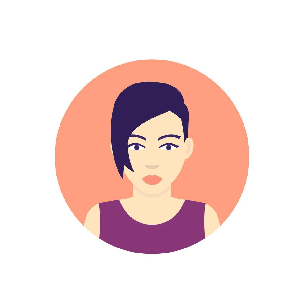 icona avatar, ragazza con vettore di taglio di capelli corto