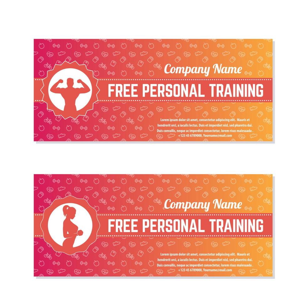 personal training gratuito, buoni regalo per fitness club o palestra vettore