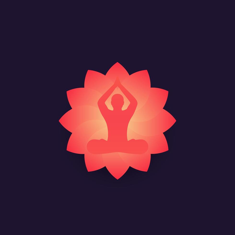 logo vettoriale yoga, uomo meditante, posa del loto