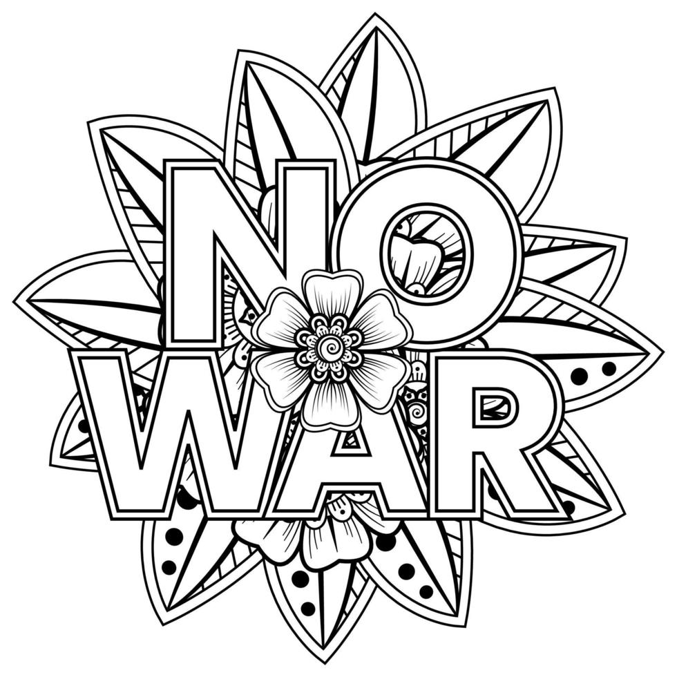 no war e stop war banner o modello di carta con fiore mehndi vettore