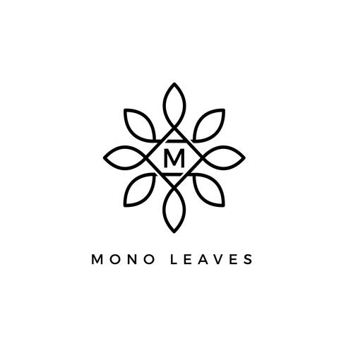 Monogram Floral Vector Leaves Lettera iniziale tipo M Logo Design Template Print