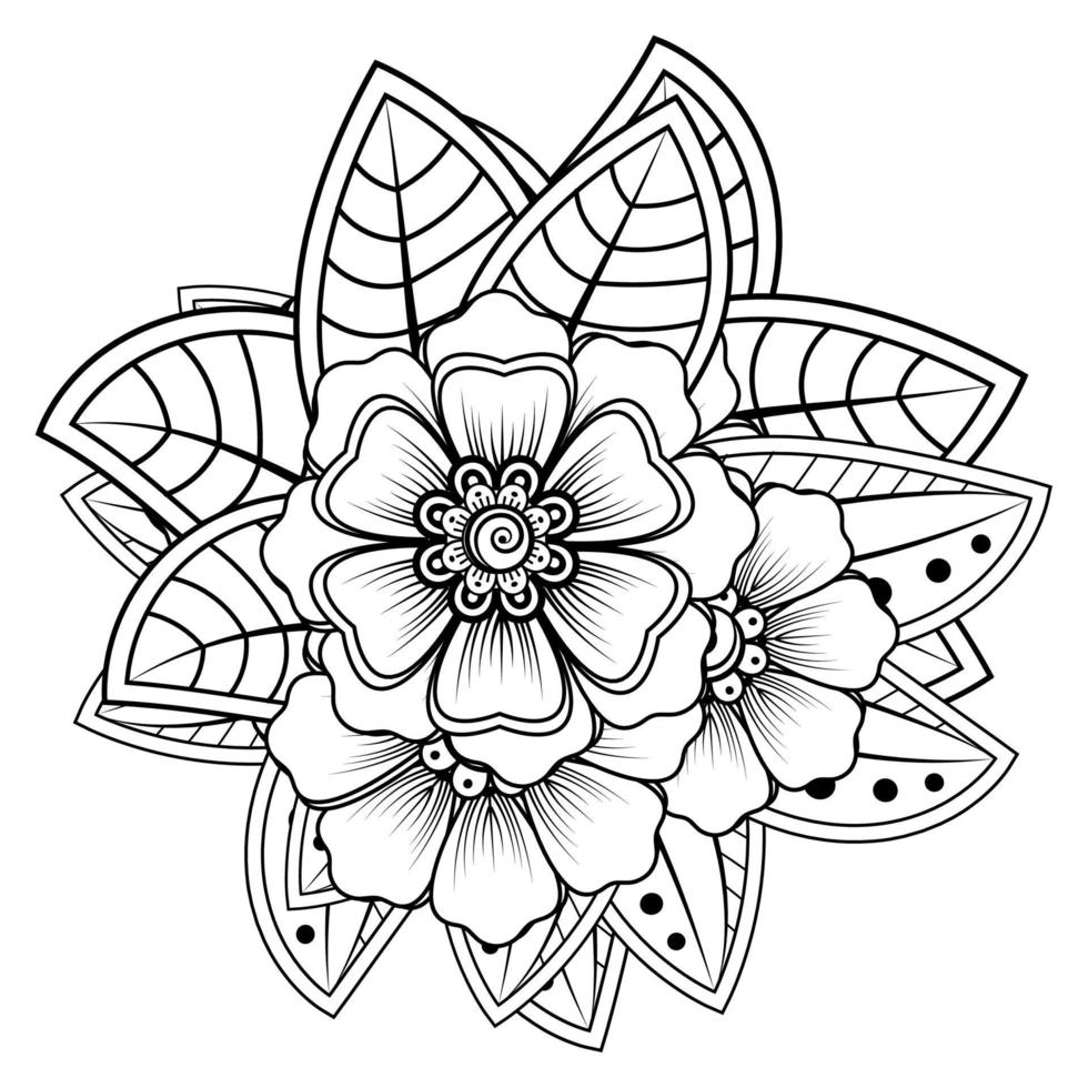 motivo circolare a forma di mandala per henné, mehndi, tatuaggio, decorazione. ornamento decorativo in stile etnico orientale. pagina del libro da colorare. vettore