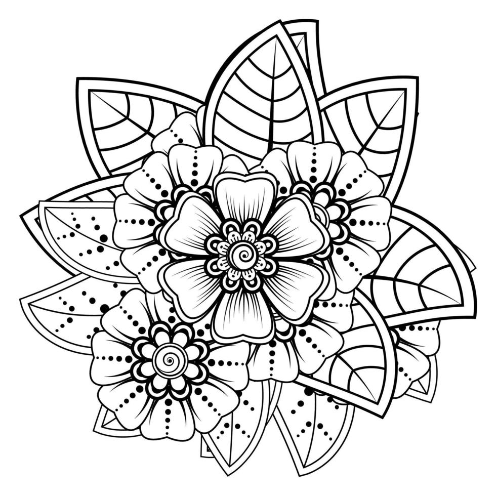 motivo circolare a forma di mandala per henné, mehndi, tatuaggio, decorazione. ornamento decorativo in stile etnico orientale. pagina del libro da colorare. vettore