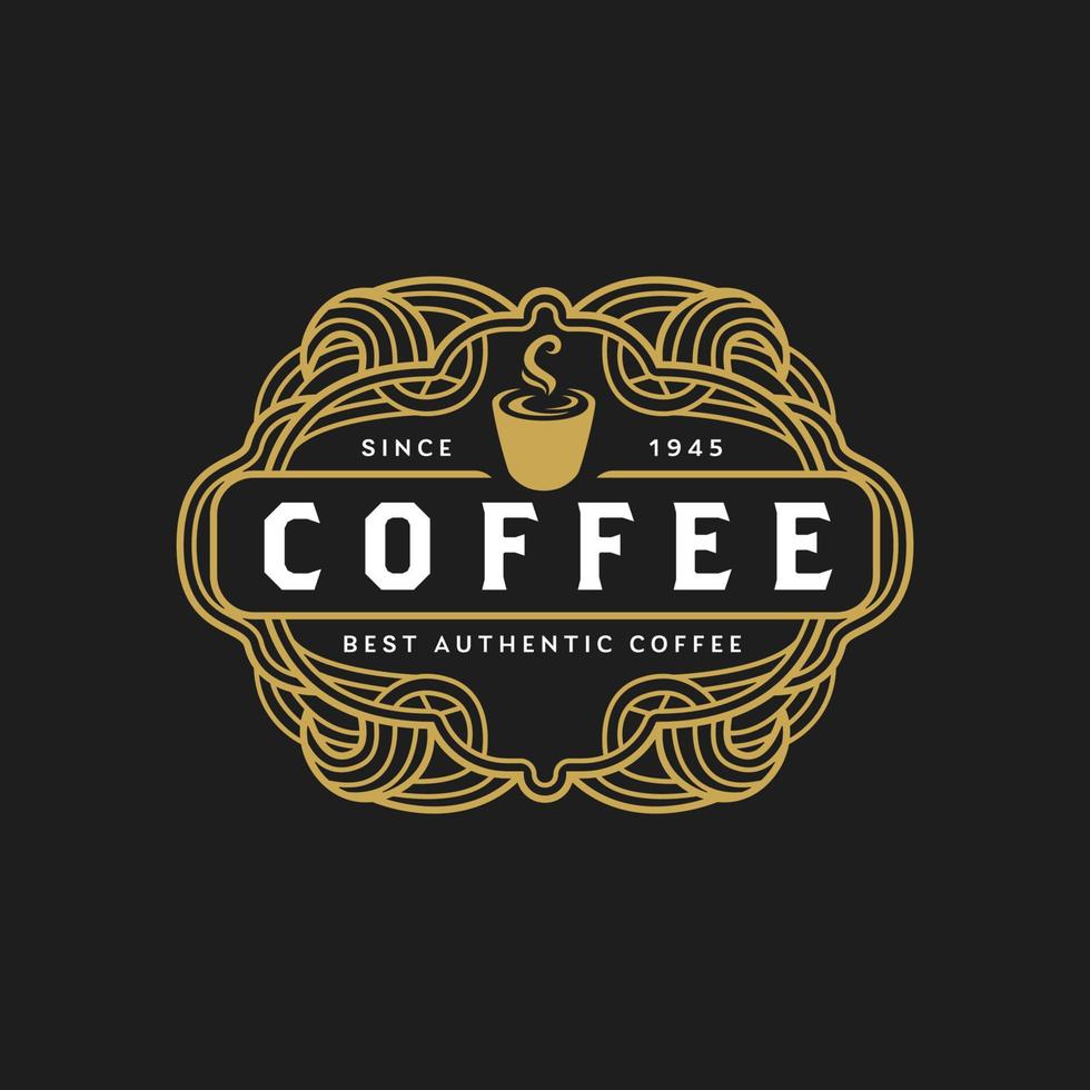 modello di concetto dell'icona del logo dell'emblema del distintivo del caffè dell'annata vettore
