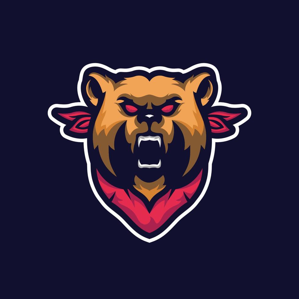 testa del logo della mascotte dell'orso vettore