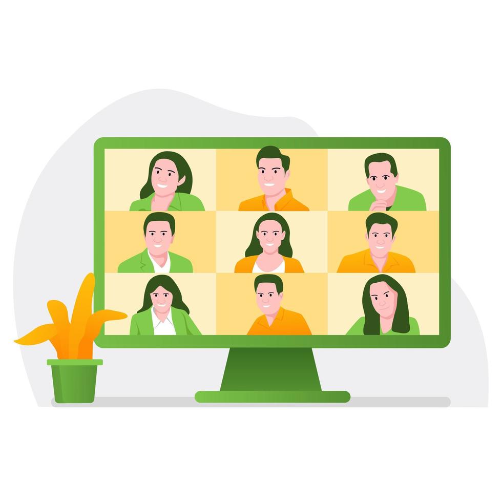 illustrazione di videoconferenza in stile design piatto. buon uso per web design, app mobili, banner. vettore